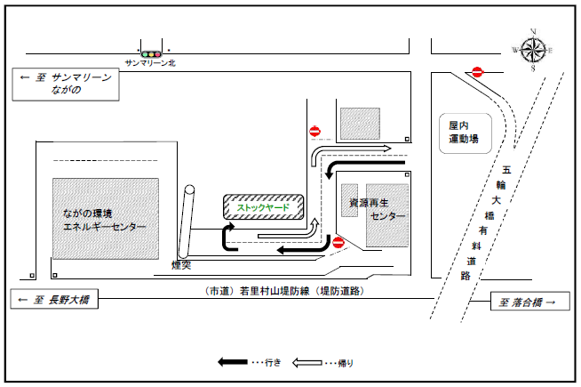 ストックヤードの自己搬入順路